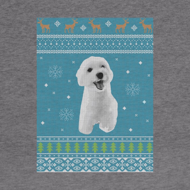 Maltipoo Ugly Christmas Sweater in Blue by gabradoodle